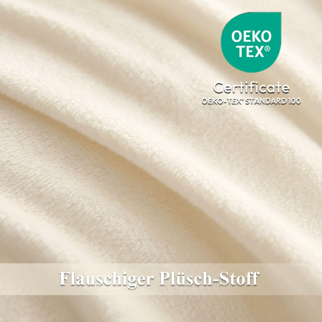 Tospass Winter Bettwäsche 200x220cm 3 Teilig Plüsch Flanell Fleece Creme Weiss Frucht Grün Warm Wint