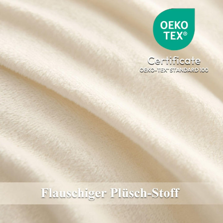 Tospass Winter Bettwäsche 200x220cm 3 Teilig Plüsch Flanell Fleece Creme Weiss Frucht Grün Warm Wint