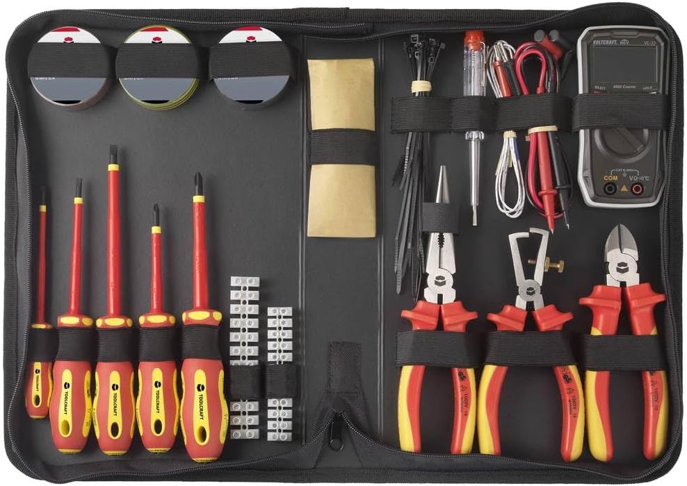 Toolcraft TO-7762929 Elektriker, Heimwerker Werkzeugset in Tasche 50teilig with Digital multimeter V