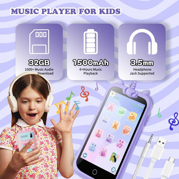 Kinder Handy Smartphone, Pretend Smartphone für Kinder mit Dual Kamera, MP3 Player Jungen Mädchen, G