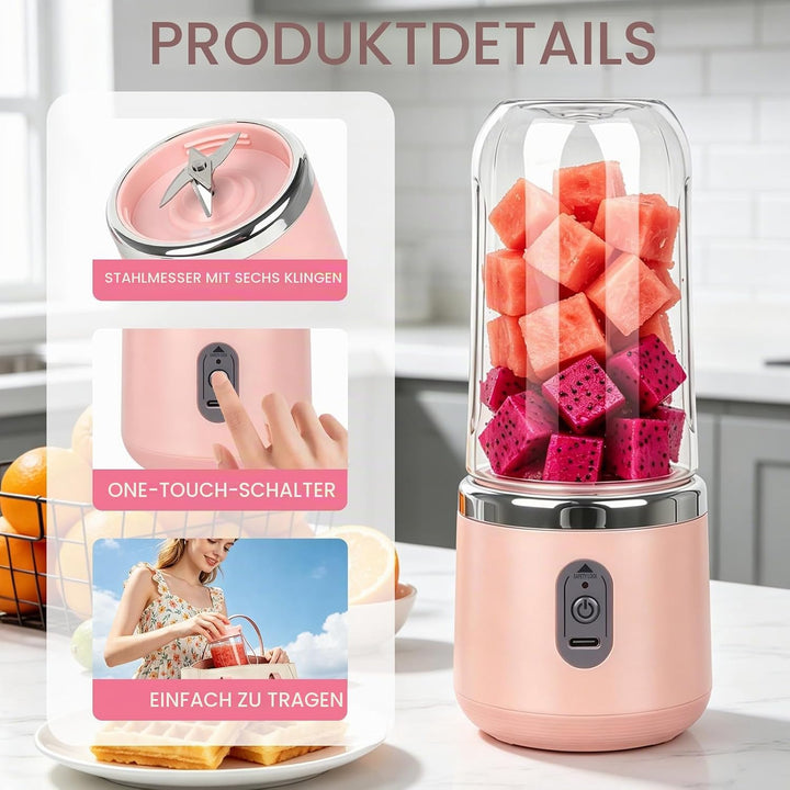 Foreverup Tragbarer Mixer, Maker to Go Mini-Standmixer, Smoothie Maker, Portabler Elektrischer Saftp
