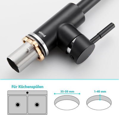 Ulytid Niederdruck Armatur Küche, Edelstahl Wasserhahn Küche, Spültischarmatur Küchenarmatur mit 360