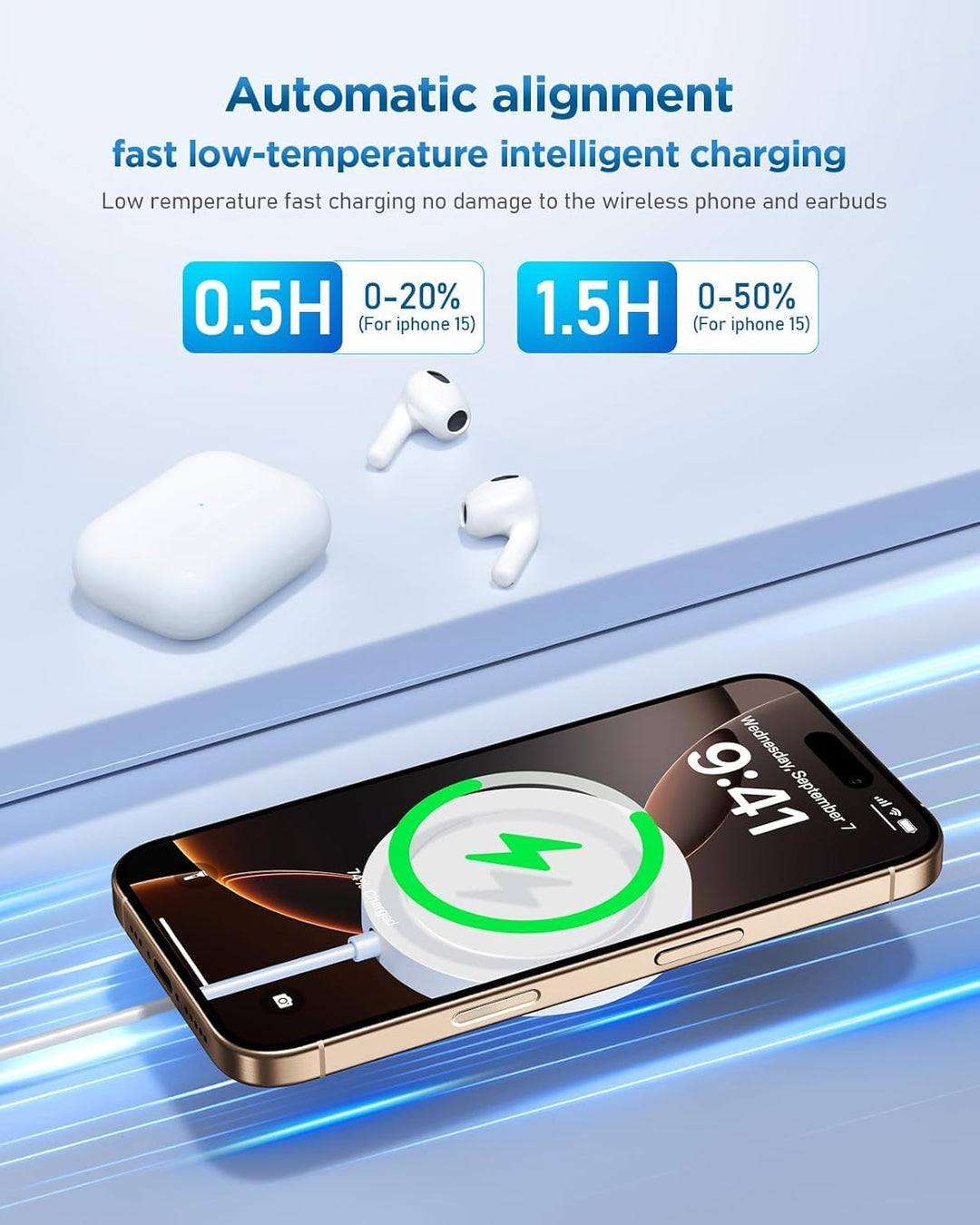 Mag-Safe Ladegerät Wireless Charger für iPhone: Magnet Ladestation Induktive kabellos Ladepad Kompat