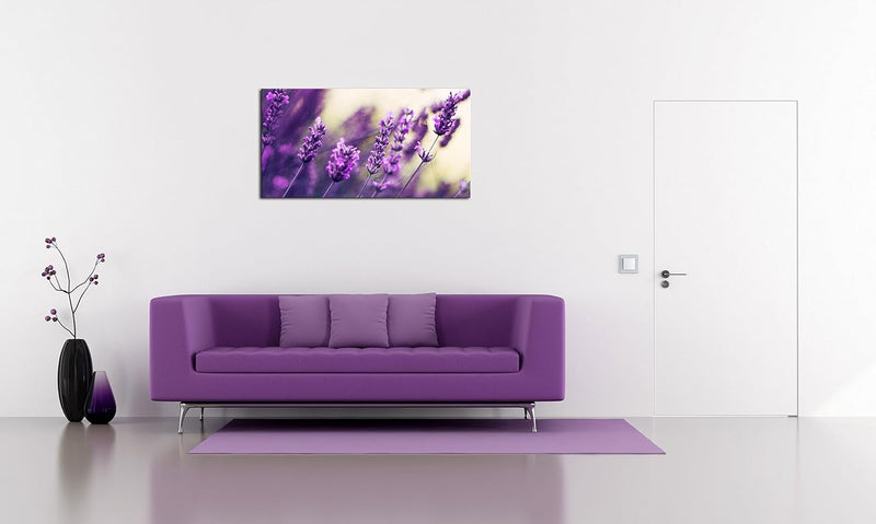 PICANOVA – Purple Lavendel 100x50cm – Premium Leinwanddruck – Kunstdruck Auf 2cm Holz-Keilrahmen Für