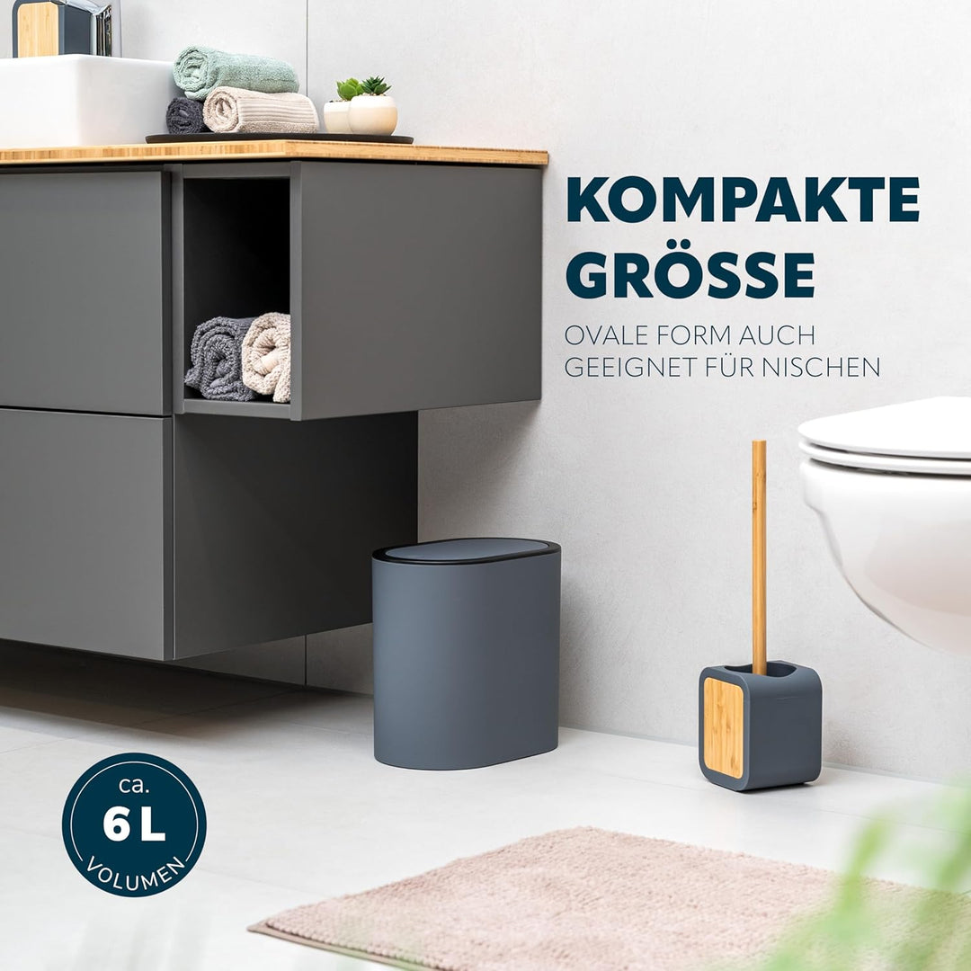 eluno ovaler Kosmetikeimer mit gummierter Softtouch-Oberfläche, Schwingdeckel & Schutzpads gegen Kra