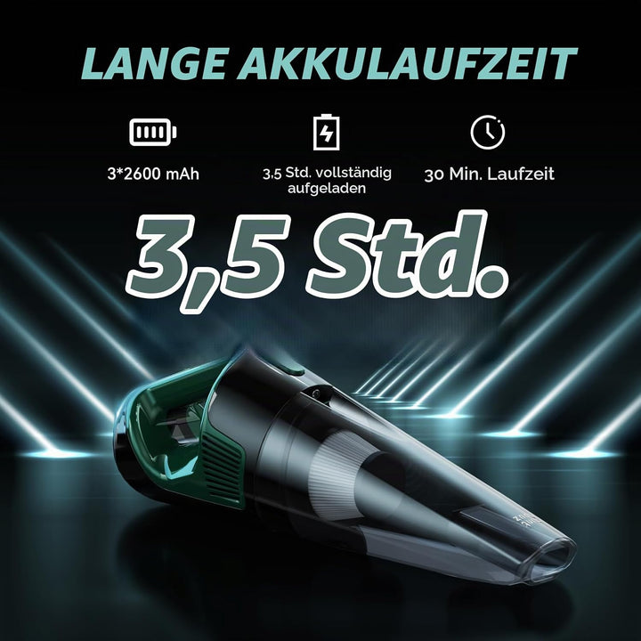 Minthouz Handstaubsauger Akku 9000PA, 120W Autostaubsauger LED-Licht, 30 Min Laufzeit Schnellladung,