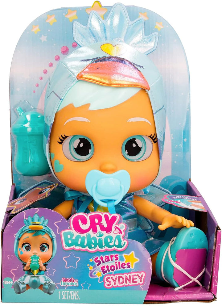 CRY BABIES Stars Sydney - Interactive Puppe, die echte Tränen weint mit ausziehbarem Outfit!-Geschen