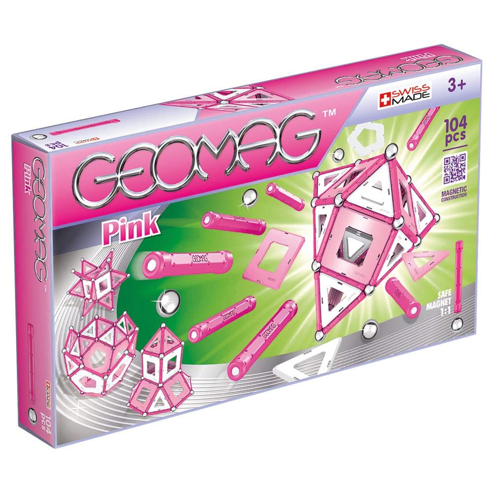 GEOMAG - CLASSIC ROSA - 104 Teile - Magnetische Konstruktion für Kinder ab 3 Jahren - Magnetische Sp
