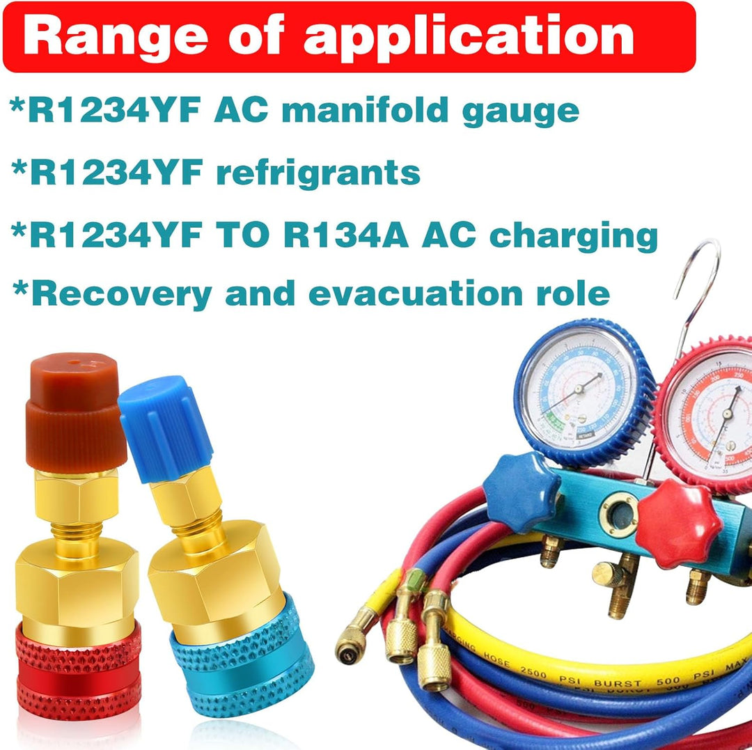 CANIPHA R1234yf-auf-R134a-Adapter, Schnellkupplungssatz, Kältemittel-Nachfüllsatz, High-/Low-Side-R1