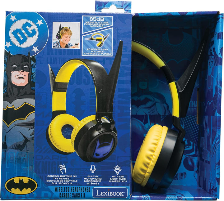 Lexibook, Batman, Faltbarer leuchtender Bluetooth®- und Kabelkopfhörer mit 3D-Design aus dem Batman-