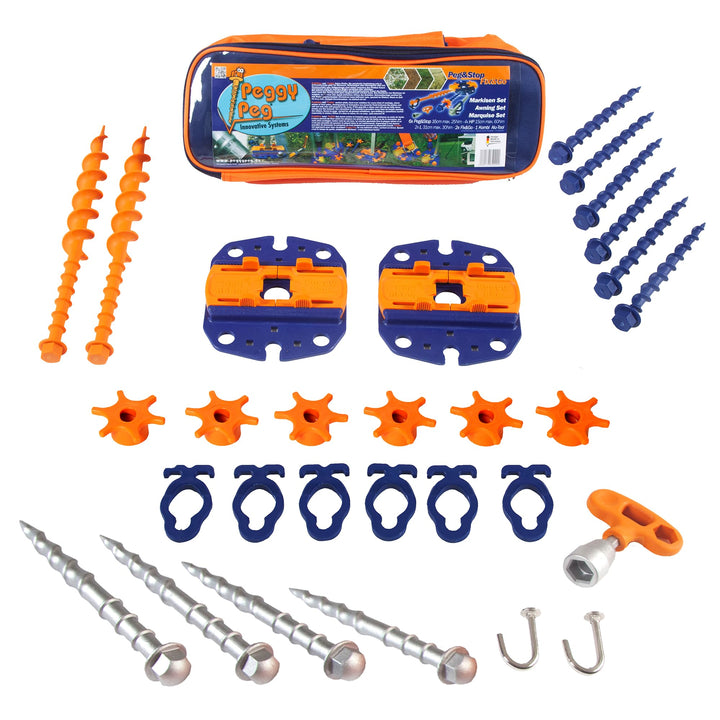Peggy Peg – Markisenbefestigung Set mit Fix&Go Anker-Platten 2.0 & diversen Schraubheringen – Bodenh