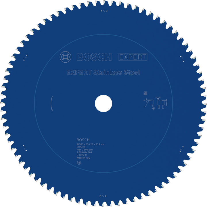 Bosch Accessories Kreissägeblatt Expert for Stainless Steel (Edelstahl, 305 x 25,4 x 2,5 mm, 80 Zähn