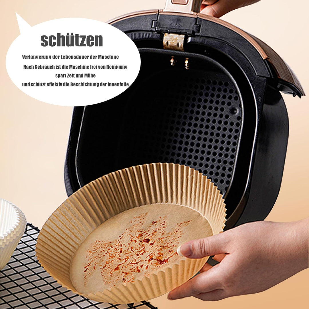 Runden für 4.5L-8L 100 Stück Airfryer Backpapier für Heissluftfritteuse 20-24cm, Antihaft Wasserdich