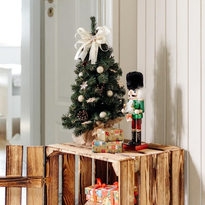 Creative Home Weihnachtsbaum Geschmückt Cremefarben | Höhe 40 cm | Künstlicher Weihnachtsbaum klein
