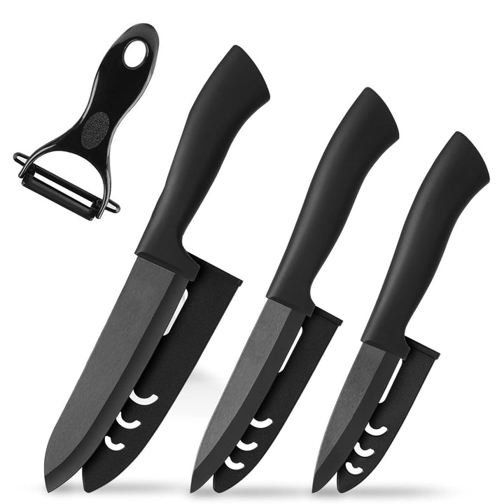 Keramikmesser Set, Scharf 4er Pack Messerset, Mehrfunktionalmesser, Obstmesser, Gemüsemesser und 1 S