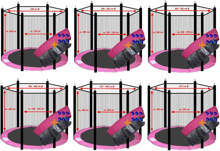 walexo Trampolin Randabdeckung + Sicherheitsnetz für 6 Stangensystem Grössen – sicherer Schutz und k