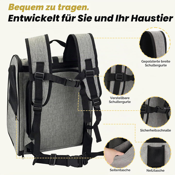 Zavothy Haustier Rucksack für Katzen und Hunde, Tragbar und Faltbar, mit Netzfenster und Gepolsterte