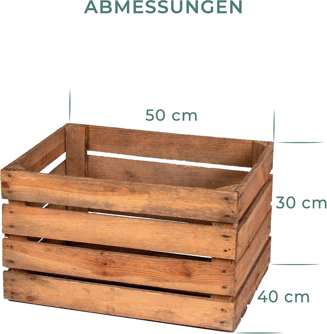 LAUBLUST Alte Vintage Holzkisten 3er Set - ca. 50x40x30cm, Natur | Gebrauchte Weinkisten &amp; Obstkiste