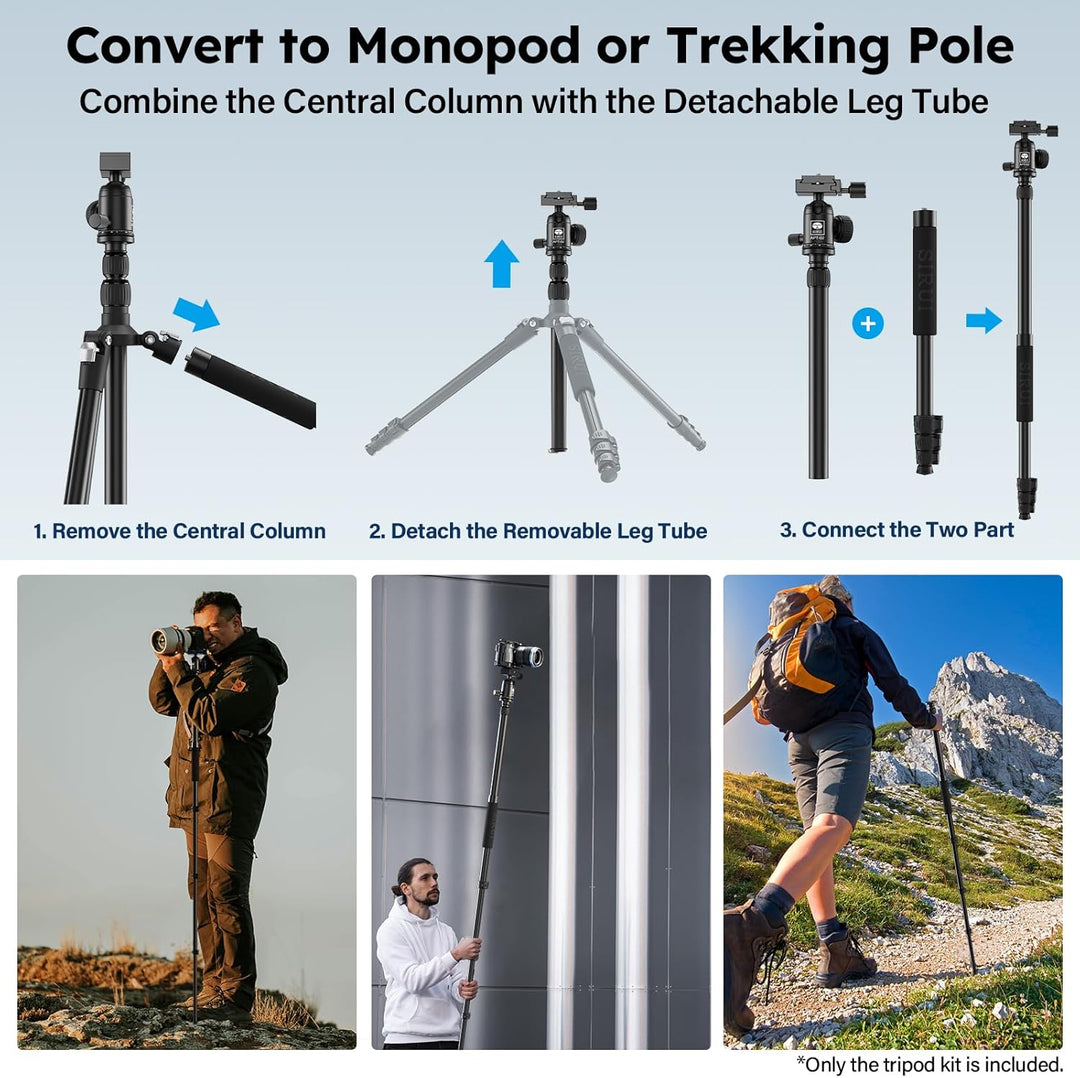 SIRUI APT-02 Stativ Kamera Einbeinstativ 2-in-1, 200 cm höhenverstellbar, mit 360° Kugelkopf, max. T