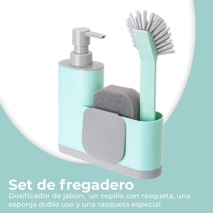 Vigar Monobloc Spülbecken Organizer mit Seifenspender, 4 Stück 4 Stück Türkis, 4 Stück Türkis