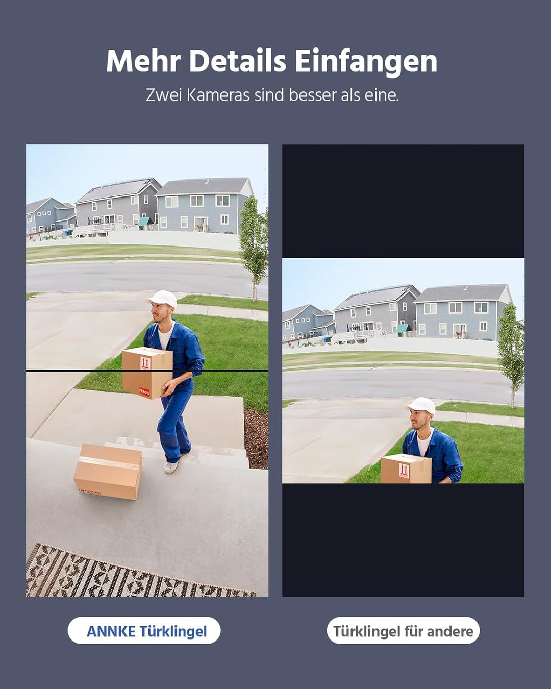 ANNKE Videotürklingel Akku (Dual Camera), 3MP WLAN Türklingel mit Kamera, Video Doorbell mit 2-Wege-