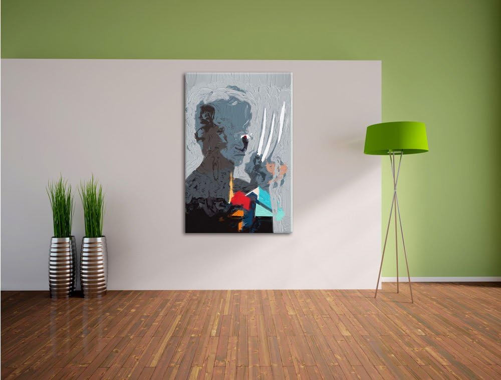 Wolverine Pinsel Effekt, Format: 100x70 auf Leinwand, XXL riesige Bilder fertig gerahmt mit Keilrahm