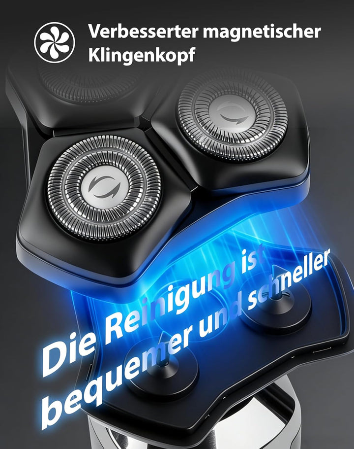 UTK Rasierer Herren Elektrisch, 2025 Neuer Kabelloser 3-in-1-Rasierer Herren, IPX7 Wasserdichter Ele
