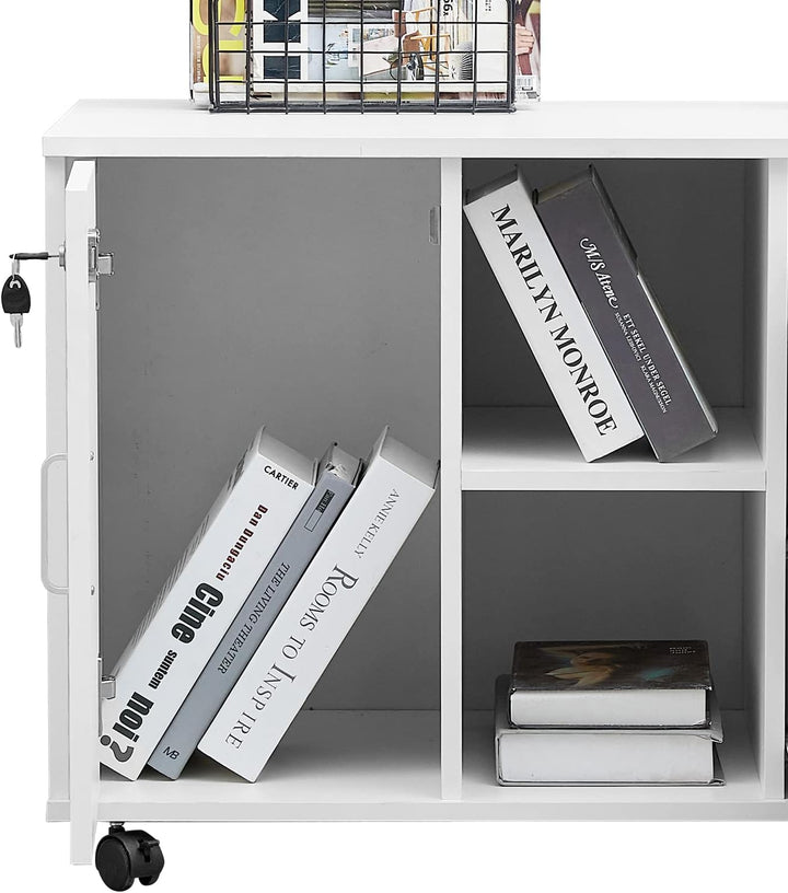 CLIPOP Rollcontainer Büroschrank mit Rollen,Mobiler Aktenschrank Abschliessbare mit 3 Schubladen,Ges