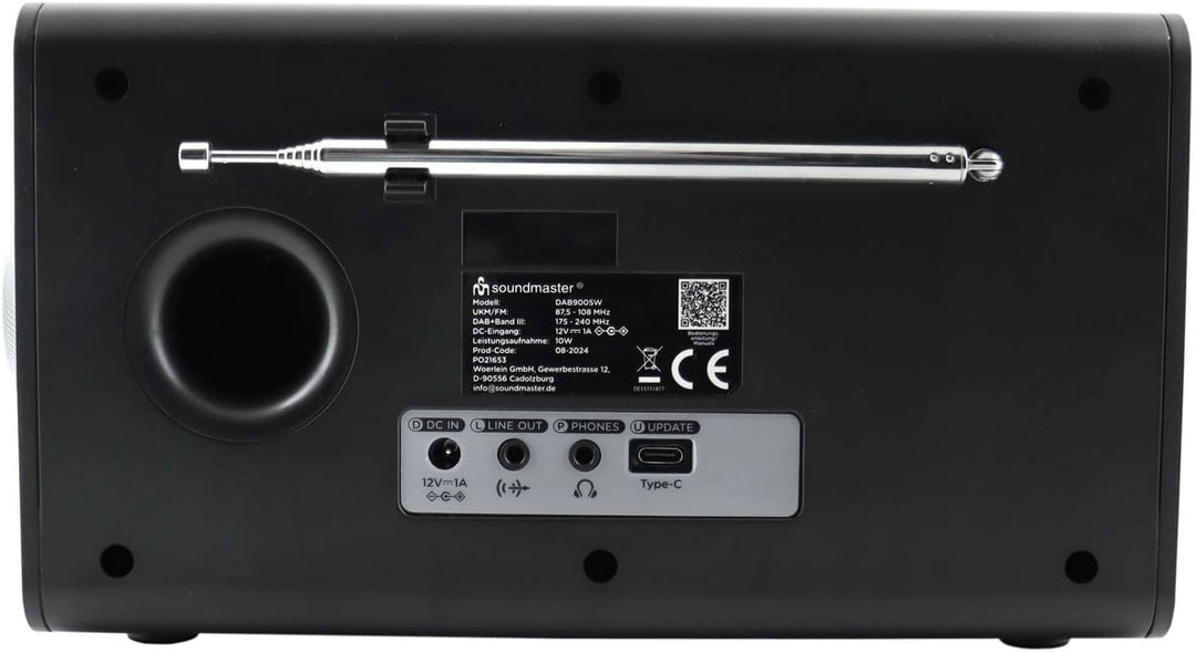 Soundmaster DAB900 Digitalradio mit DAB+ & UKW/FM, Bluetooth & Wecker, Farbe:schwarz, schwarz