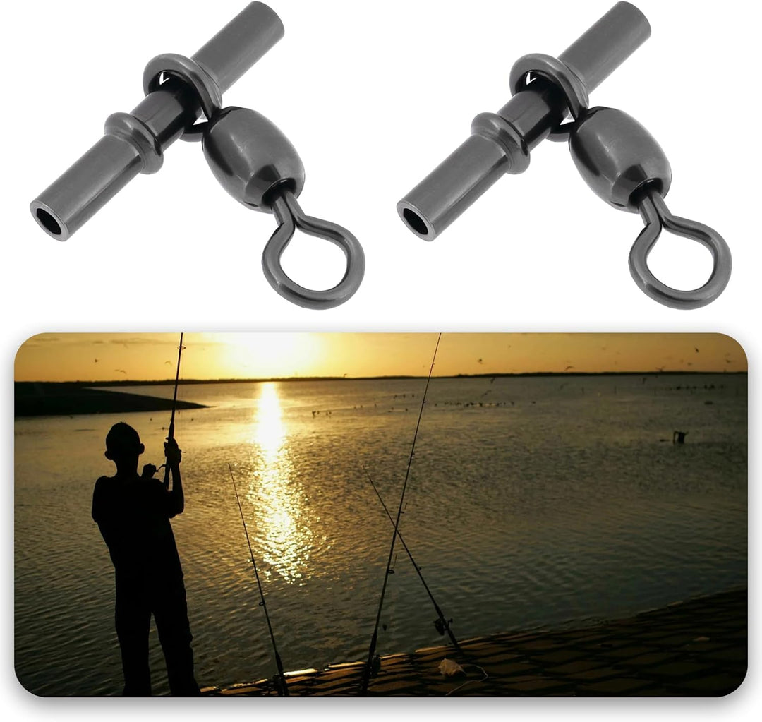 60 Stück 3-Wege-Wirbel 3/0 2/0 1/0 1# 2# 3# Kreuzschnurwirbel für Pole Rock Angelschnur