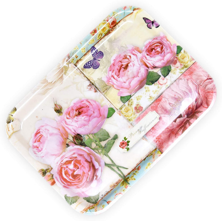 Lashuma Kleines Getränketablett aus Melamin, Hochwertiges Desserttablett 31x23 cm, Tablett Muster: E