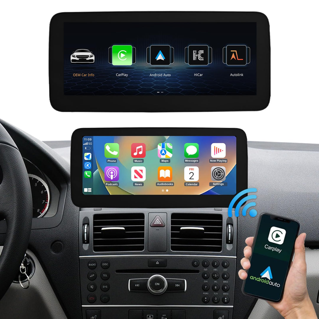 Road Top 12,3 Zoll Ultra-schmal Autoradio Touchscreen Drahtlos CarPlay Android Auto für Mercedes Ben