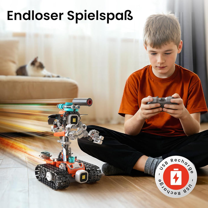 Sillbird Technik Roboter Kinder Bausatz, 5-IN-1 Technic Wall Roboter mit Licht- und Soundeffekte, Ba