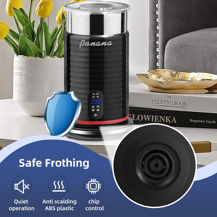 Panana Milchschäumer Kaffeezubereiter, 4-in-1 automatischer Schäumer und Milchdampfer, warmer & kalt