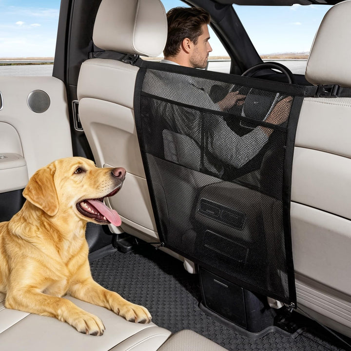 Hundegitter Auto, Hund Auto Rückbank, Hundeschutz Auto Rückbank mit Storage Compartment, Sicherheits