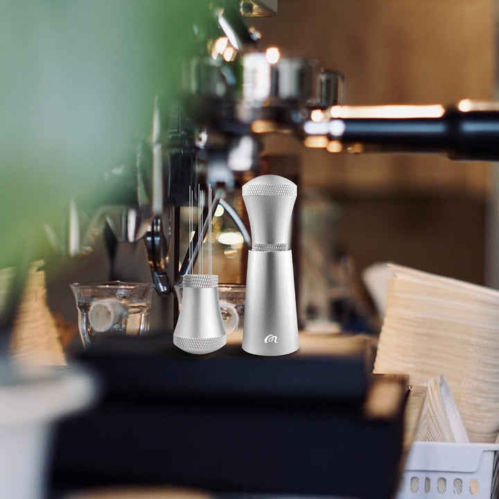 Wdt Tool, Aluminium Wdt Tool Espresso mit Ständer, Kaffee Distributor mit 7 0.3mm Dickem Edelstahl E