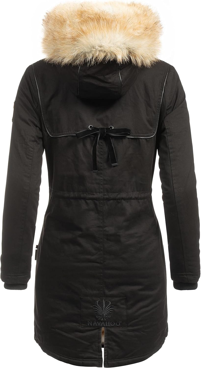 Navahoo Damen Warmer Winterparka mit Kapuze Bombii XS-XXL XS Schwarz, XS Schwarz