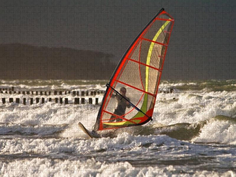 CALVENDO Puzzle Surfer auf der Ostsee 1000 Teile Lege-Grösse 64 x 48 cm Foto-Puzzle Bild von Rico Kö