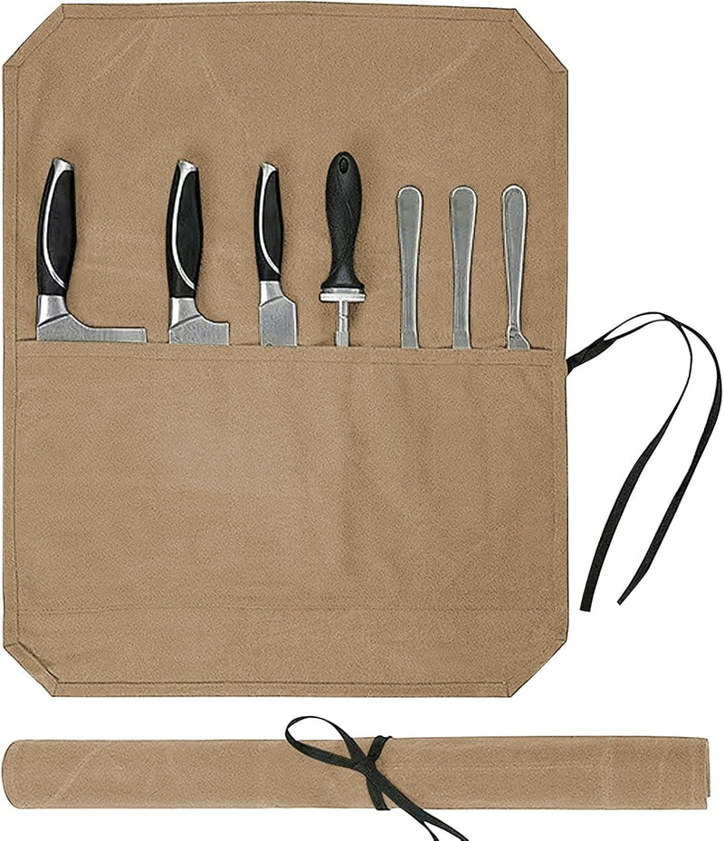 Kochmesser Rolltasche, Köche Messertasche mit 7 Fächern, Aufbewahrungstasche für Küchenmesser, Messe
