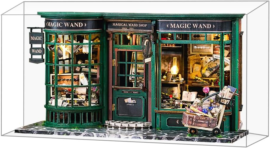 CUTEBEE Puppenhaus Miniatur Haus mit Möbeln, DIY Puppenhaus Bausatz Plus Staubschutzhülle 1:24 Masss