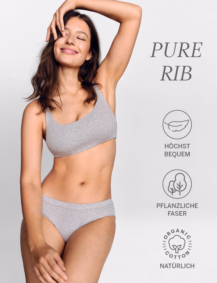 Schiesser Damen Organic Cotton-Pure Rib Bustier 36 Grau-mel._179880, 36 Grau-mel._179880