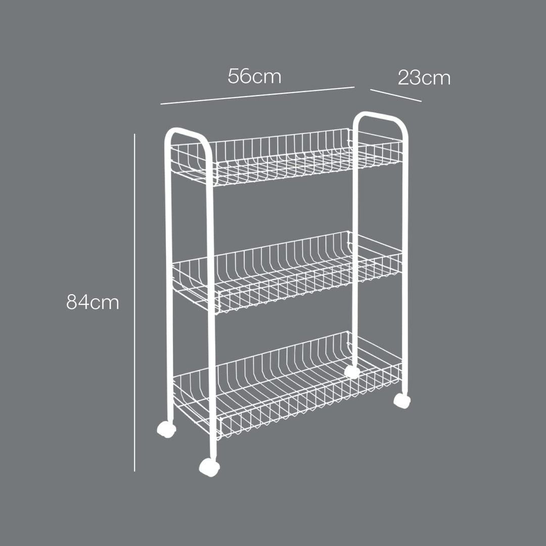 Metaltex Schmal, Servicewagen Slim Deluxe mit 3 Stufen 56x23x84cm, Metall, Edelstahloptik, 56 x 23 x