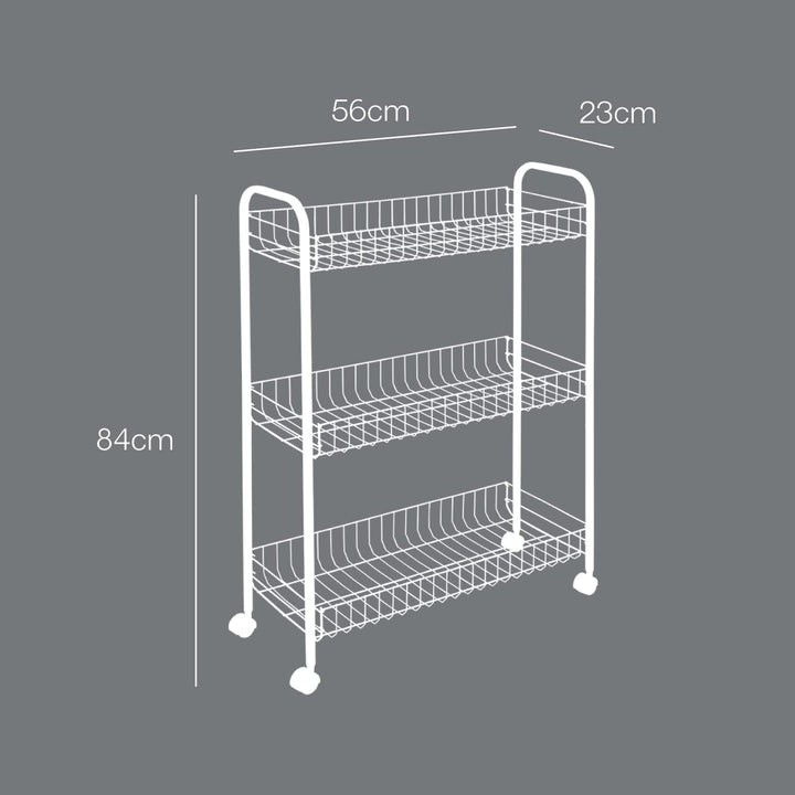 Metaltex Schmal, Servicewagen Slim Deluxe mit 3 Stufen 56x23x84cm, Metall, Edelstahloptik, 56 x 23 x