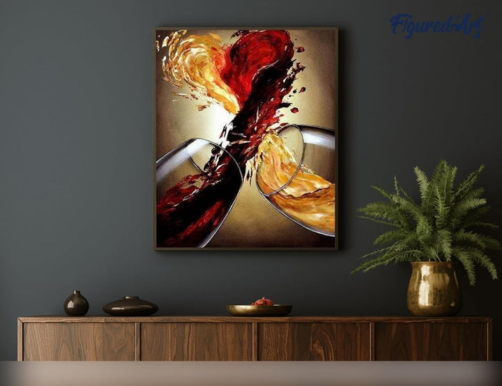 Figured'Art Malen Nach Zahlen Erwachsene Mit Rahmen Rot- und Weisswein - Paint by Numbers Basteln DI