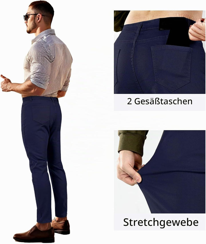 GINGTTO Skinny Jeans Herren Slim Fit Super Stretch Denim Hose Regular Fit 4 Seasons Herrenjeans Blau
