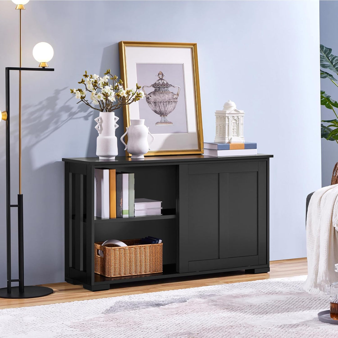 Yaheetech Küchenschrank Aufbewahrungsschrank mit Stauraum und Schiebetüren Konsolentisch Sideboard a