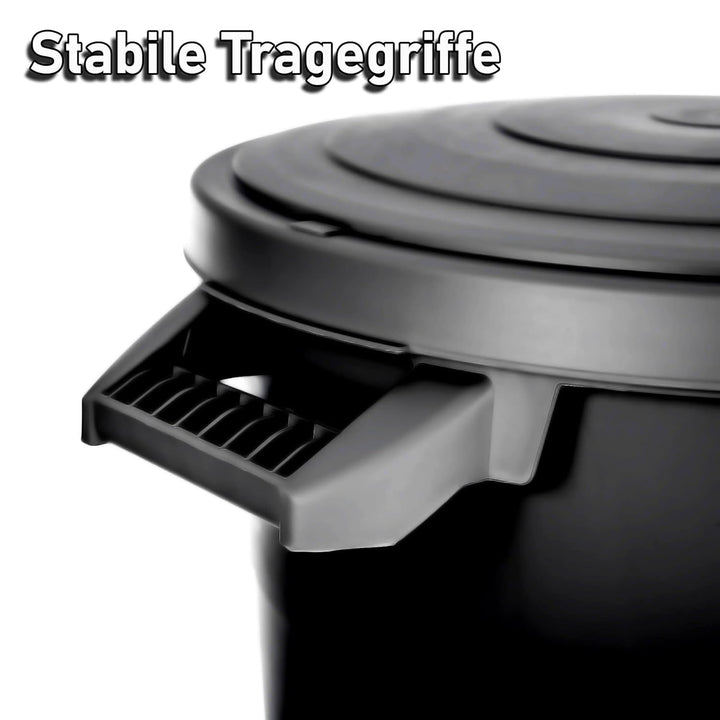 BigDean 2X wetterfeste Universaltonne mit Deckel und 2 stabilen Tragegriffen 80 Liter SCHWARZ - Rege