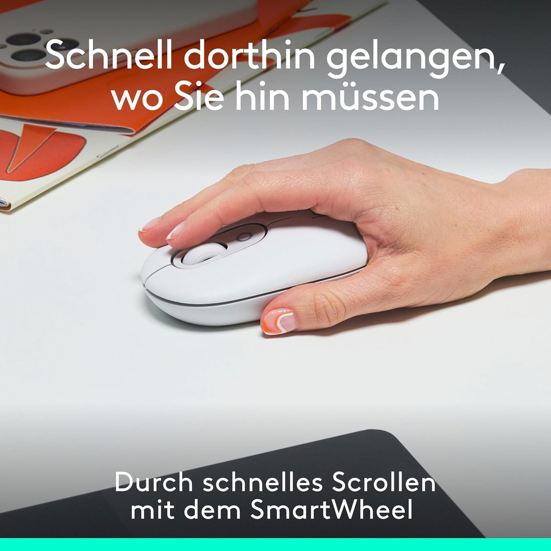 Logitech POP Mouse, kompakte und Mobile kabellose Bluetooth-Maus mit programmierbaren Tasten und lei