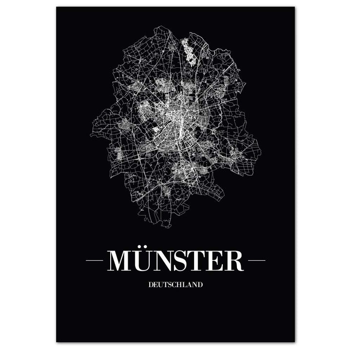 JUNIWORDS Stadtposter, Münster, Wähle eine Grösse, 40 x 60 cm, Poster, Schrift A, Schwarz 40 x 60 cm