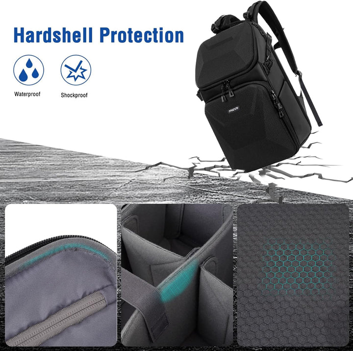 MOSISO Kamerarucksack,DSLR Kameratasche mit Wasserdichter Regenhülle,Honeycomb Hartschalenkoffer Fot